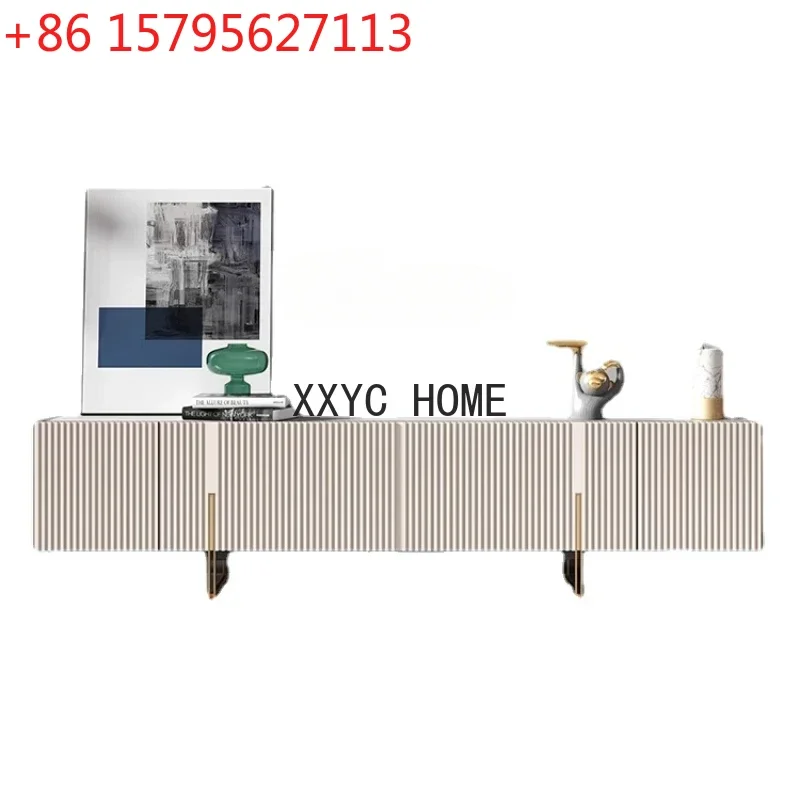 

Modern Entry Lux Style TV Cabinet and Tea Table Combination Living Room Simple Nordic Stone Plate Floor Cabinet