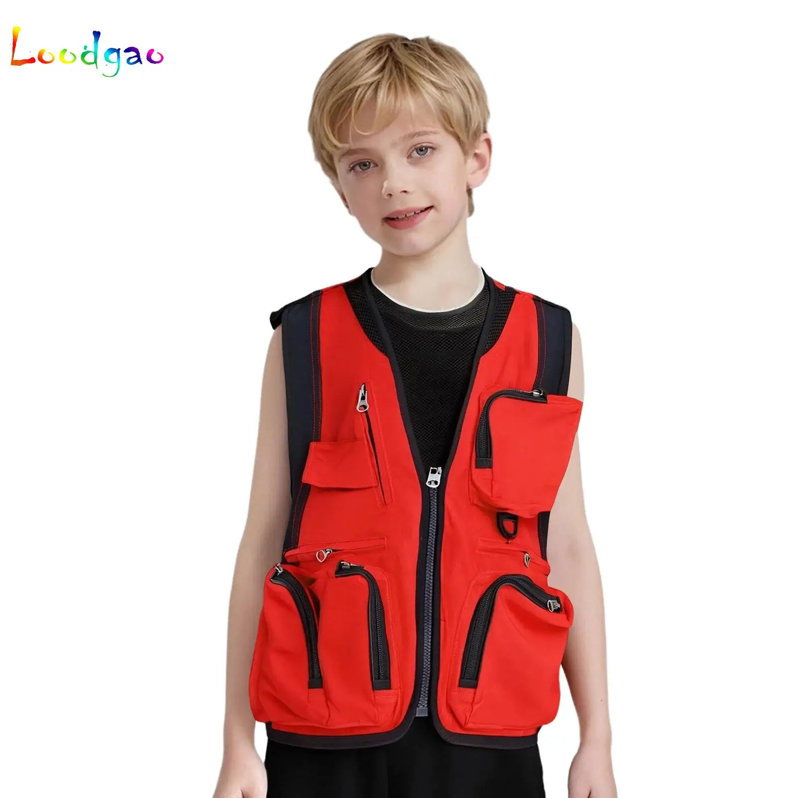 

Kids Boys Girls Outdoor Activities Vest Functional Sleeveless Waistcoat with Zipper Pockets for School Camping Fishing Jacket