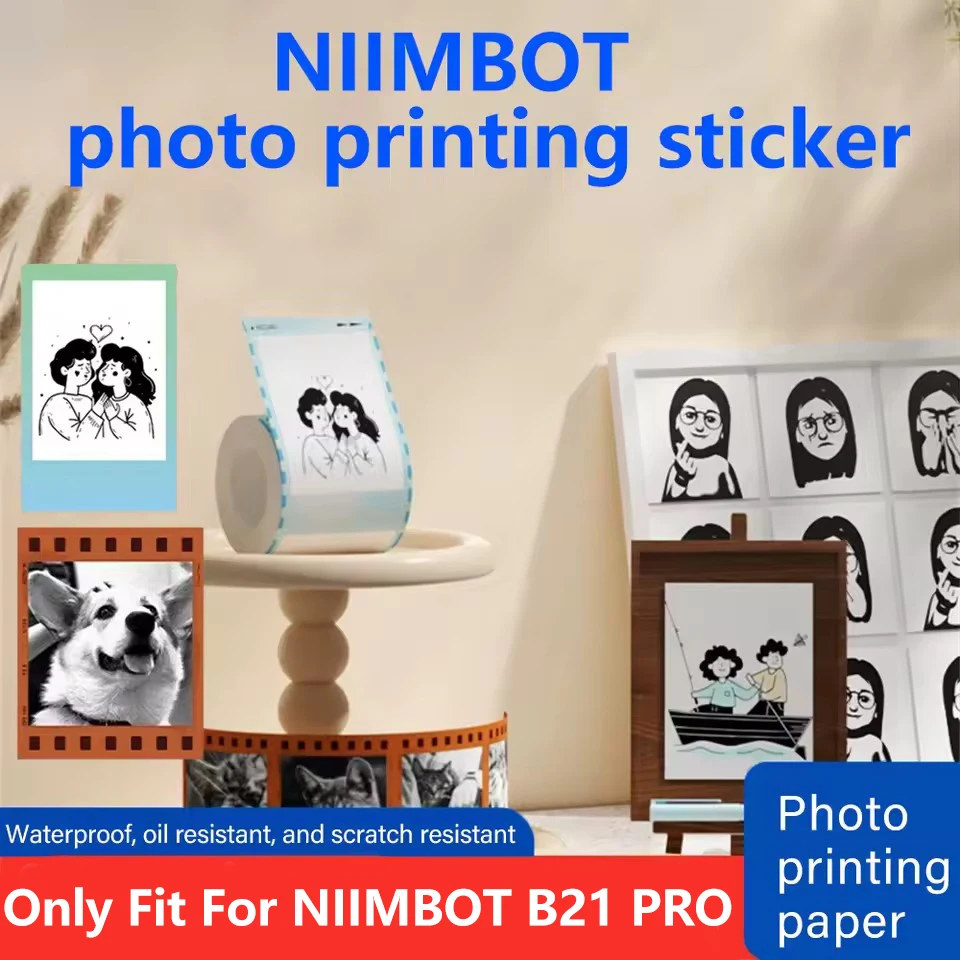 (Photo Printing Paper) Niimbot  Color Thermal Label Paper for B21 Pro Printer 300dpi Photo Paper With Adhesive Backing