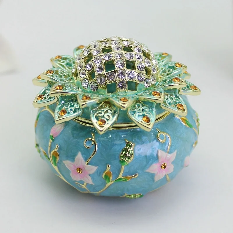 SHINNYGIFTS Jewelry Trinket Box Decorative Vintage Jewelry Organize Hand Painted Enameled Jewelry Storage Home Decor Unique Gift