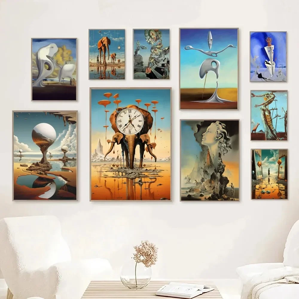 1pc Salvador Dali Surrealism Poster Stickers Home Decor Aesthetic Art Mural Room Decor Digital Painting Living Room Bar