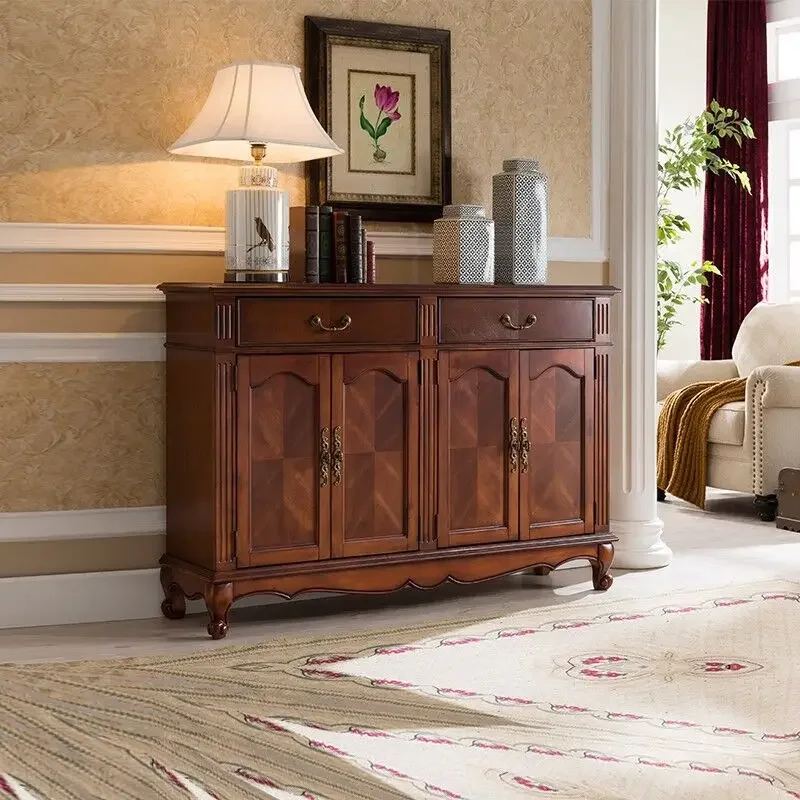 

yj9 American shoe cabinet, large-capacity solid wood storage at the door of the home, European-style living retro against the w