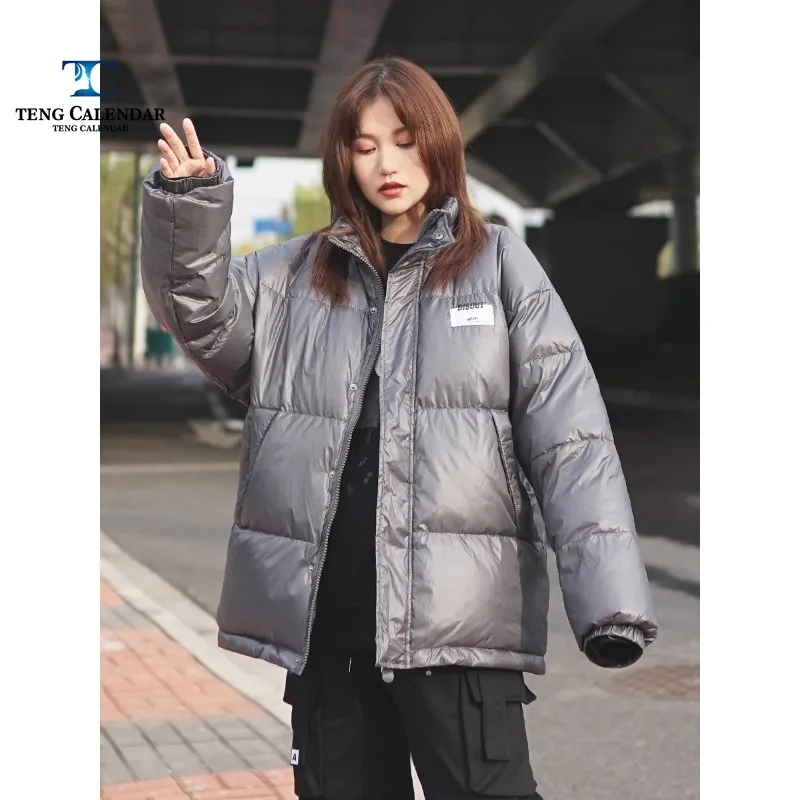 Bright Iron Gray Down Jacket, Handsome and Personalized, Street Cool, Thick Workwear, Trendy, Men and Women, Winter Styles