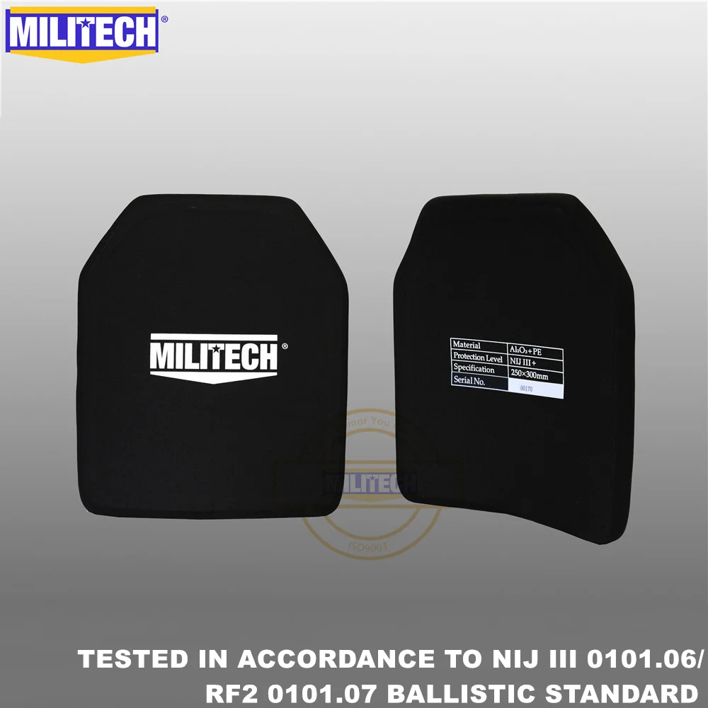 MILITECH SAPI &10x12 Bulletproof Plate NIJ 3+ III+&NIJ 0101.07 RF2 Alumina&PE Stand Alone Two PCs Ballistic Panel AK47&SS109&M80