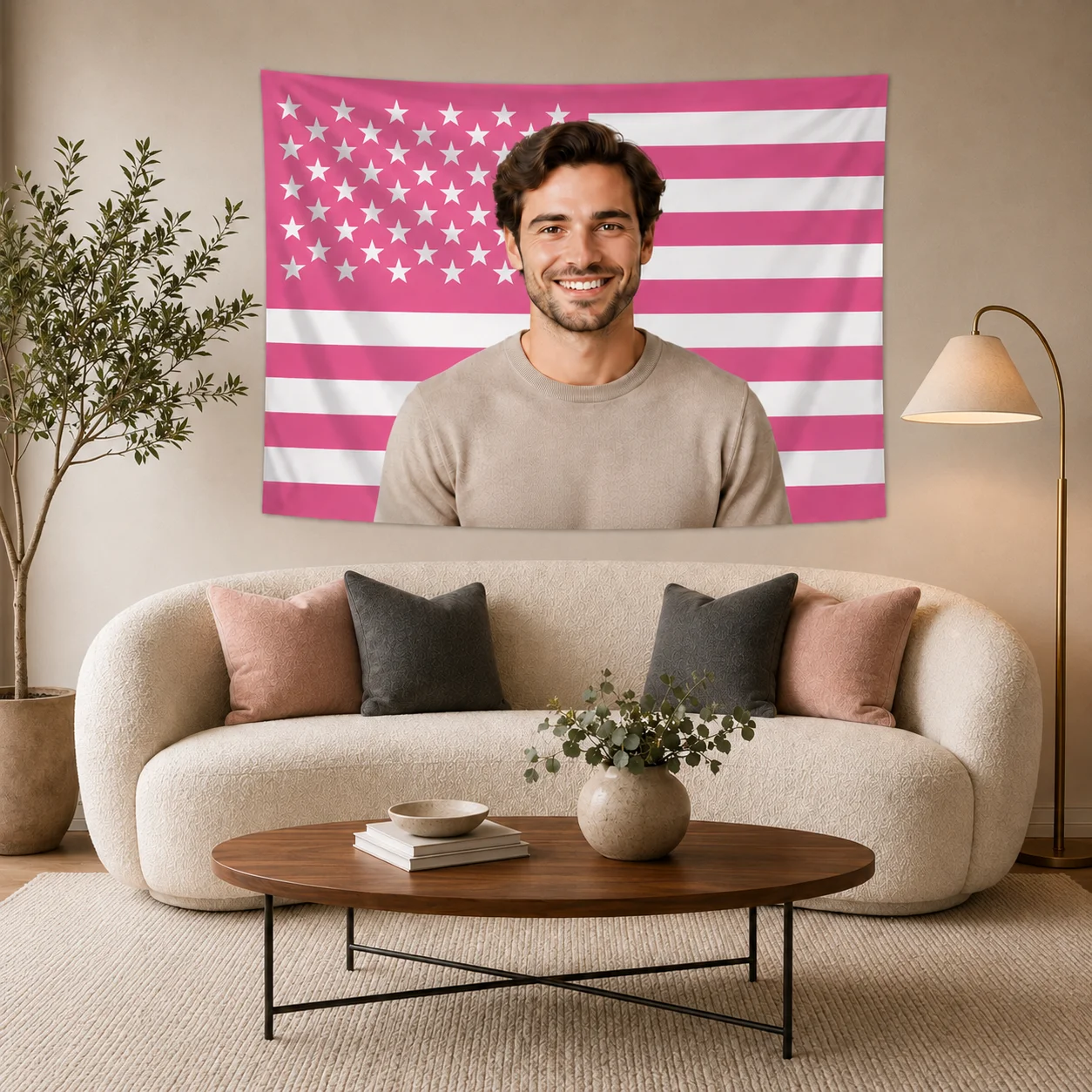  Custom Photo Tapestry Banner US Flag Background Tapestry Personalized Your  Image On Center For Wall Hanging Home Party Decor