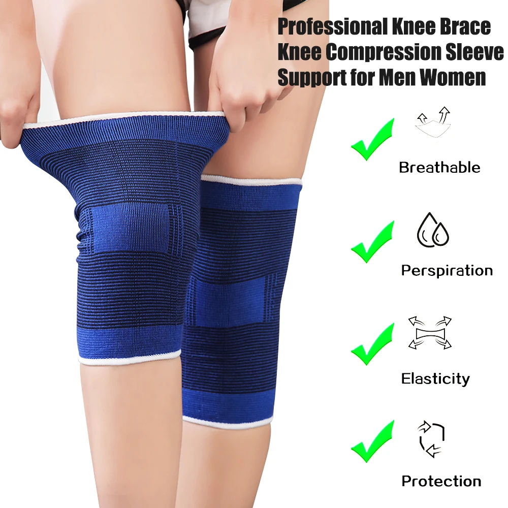 BraceTop 1 Pair Sports Knee Support Brace Wraps Compression Sleeve Stabilizer for Arthritis Meniscus Patella Protector Running