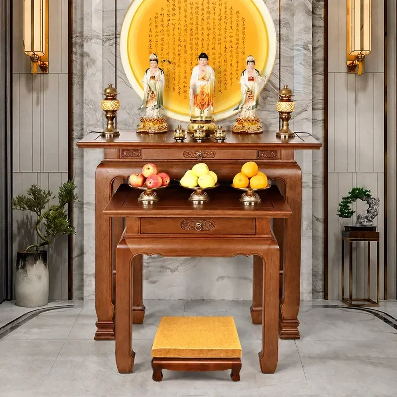 All Solid Wood Central Hall Offering Table Buddhist Platform Household Incense Case Eight Immortals Table Shentai Simple God