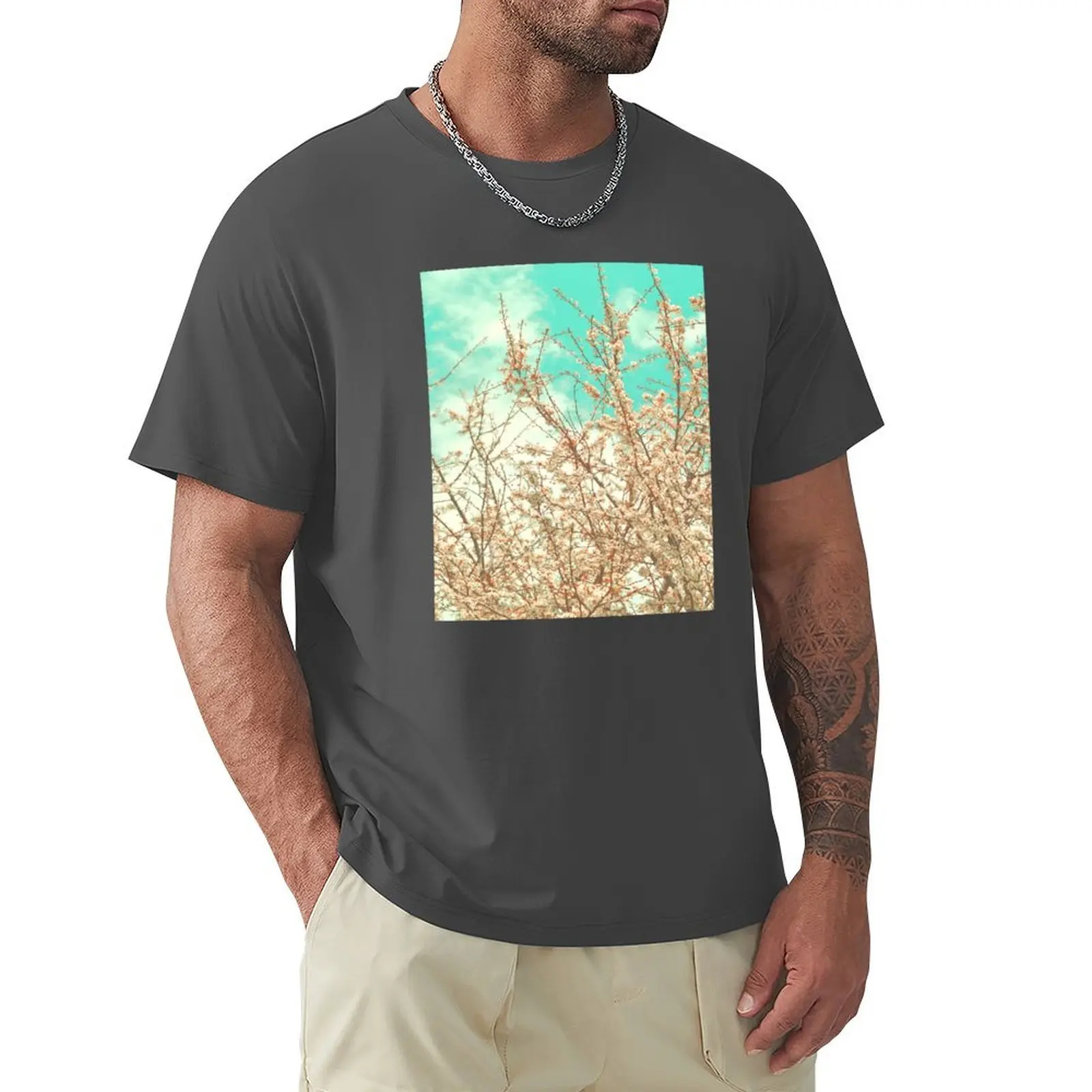 

Plum blossom tree on blue sky T-Shirt customs plus sizes oversizeds sports fans men t shirts