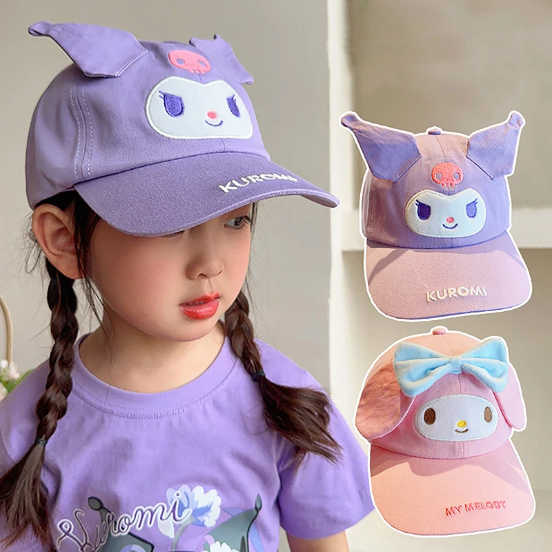 Topi bisbol Kuromi Hello Kitty Cinnamoroll lucu topi tabir surya anak-anak dapat disesuaikan topi matahari olahraga luar ruangan untuk hadiah anak-anak