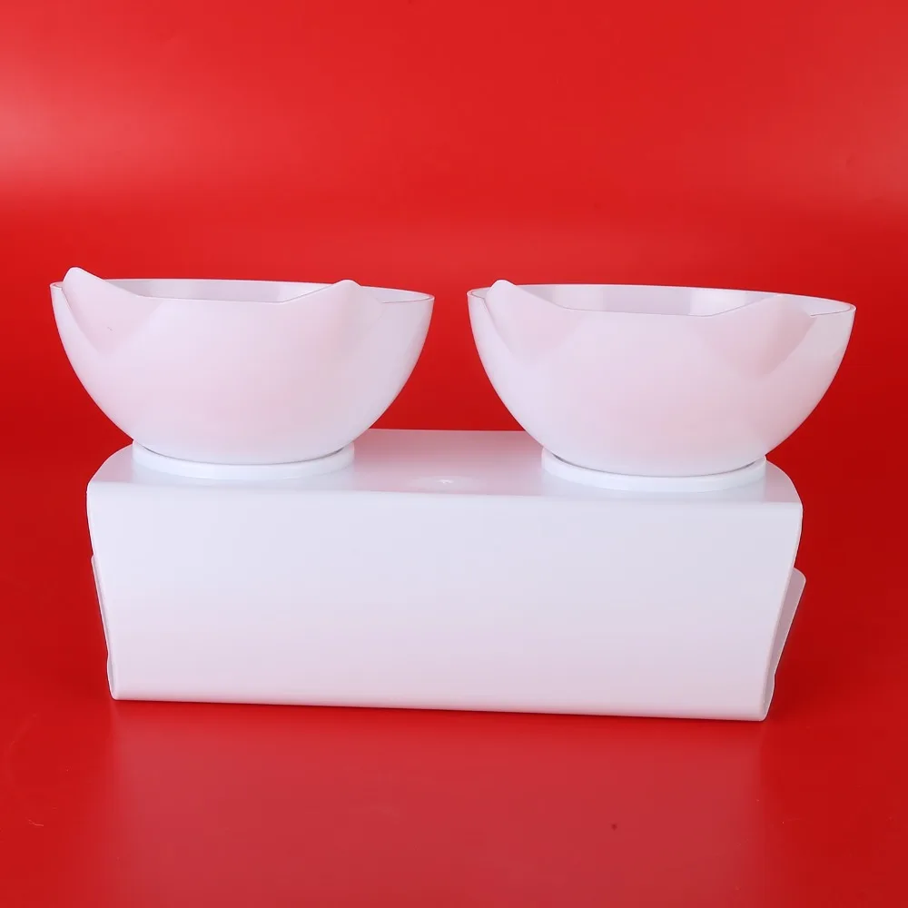 Bol double transparent pour animaux de compagnie, design incliné, forme oreille de chat, bol pour chien, structure à double bol, design de protection du cou