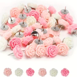 20pcs Resin Push Pins Cute Rose Flower Thumbtack New Board Drawing Photo Wall Studs Office Maps School Classroom Supplies