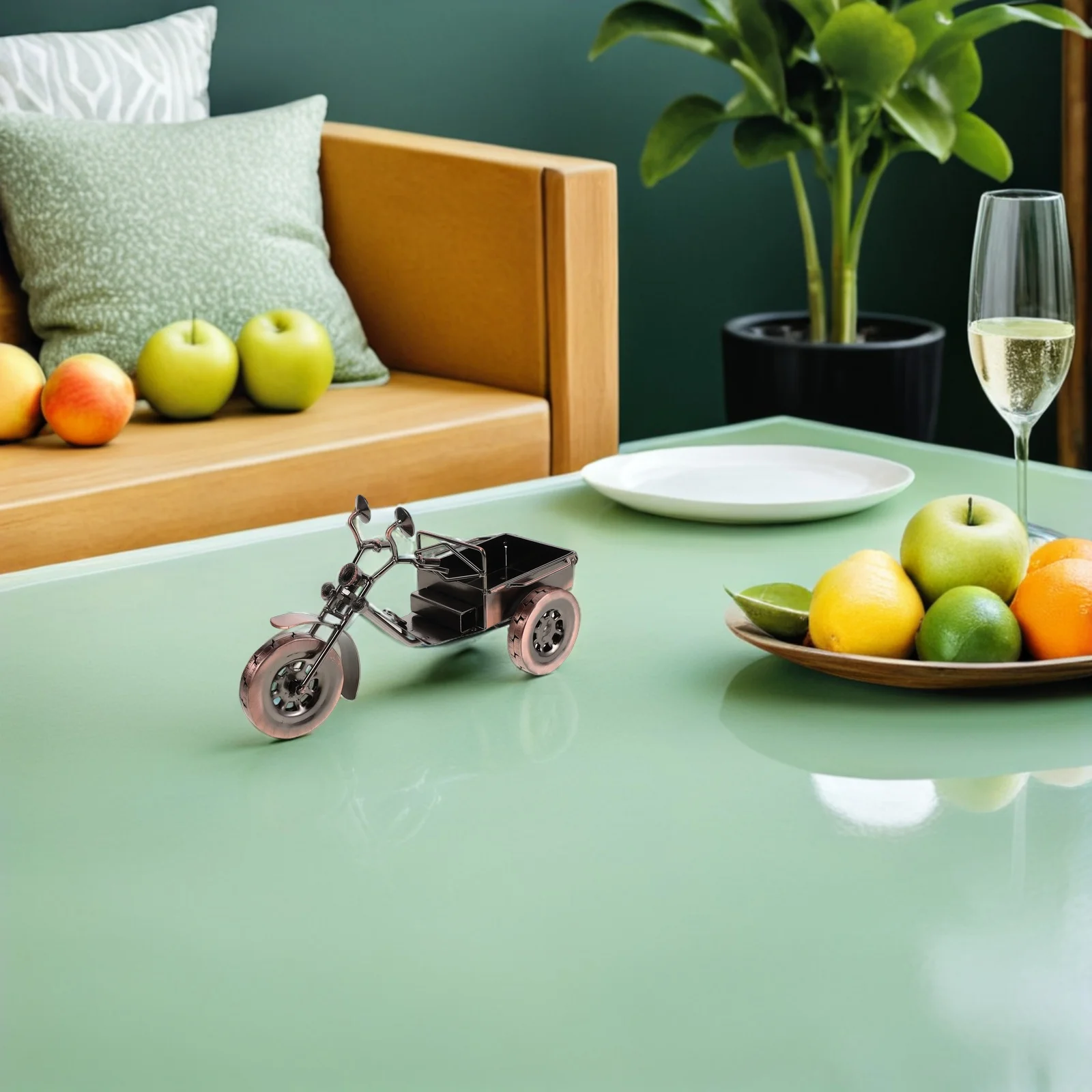 

Mini Iron Tricycle Sculpture Artistic Retro Metal Decoration for Shelf Desktop Living Room Decor Three Wheeled Vintage Style