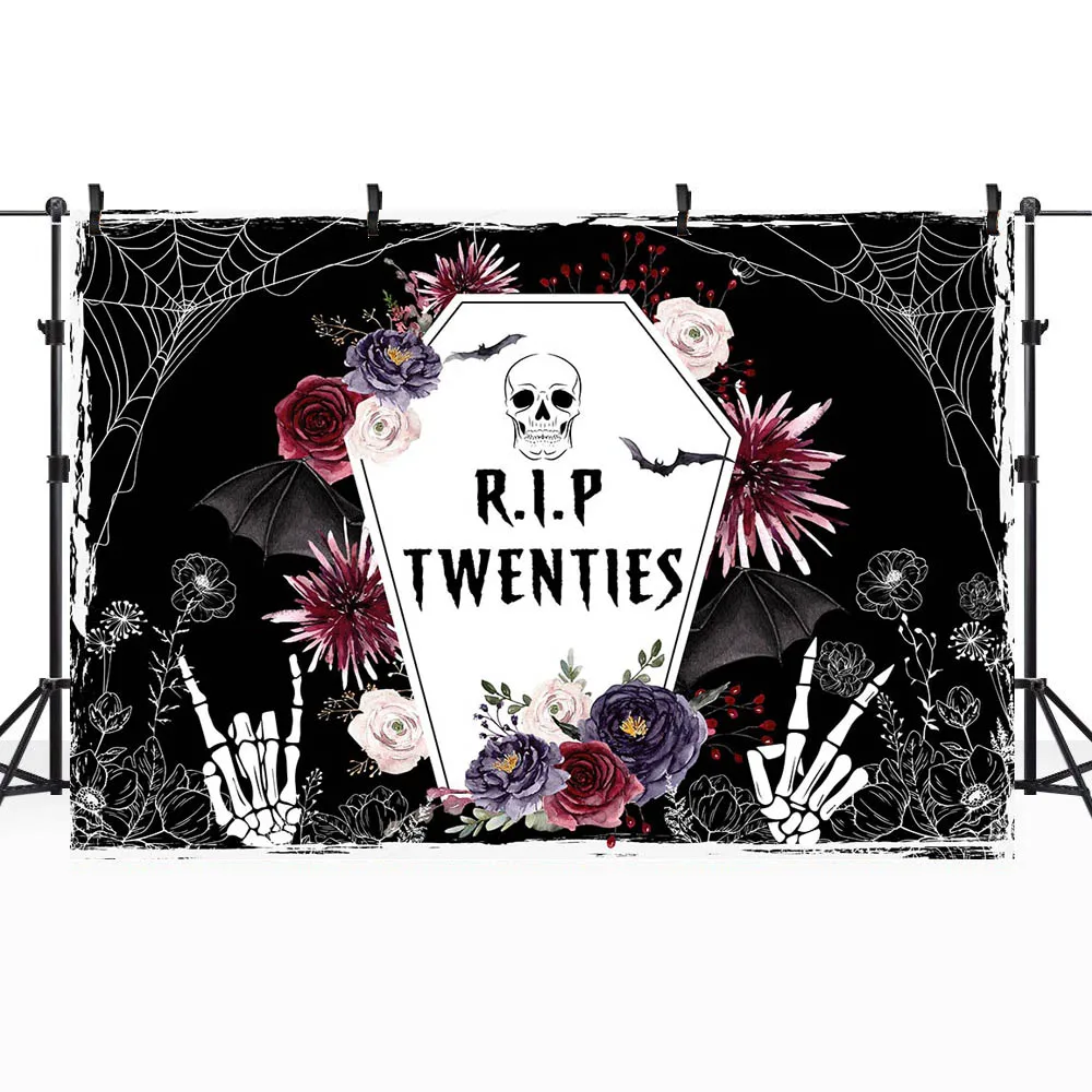 Mocsickaハロウィーンの背景r。I. P. 20周年の誕生日パーティーの装飾は安全な黒の写真の背景スタジオアクセサリー