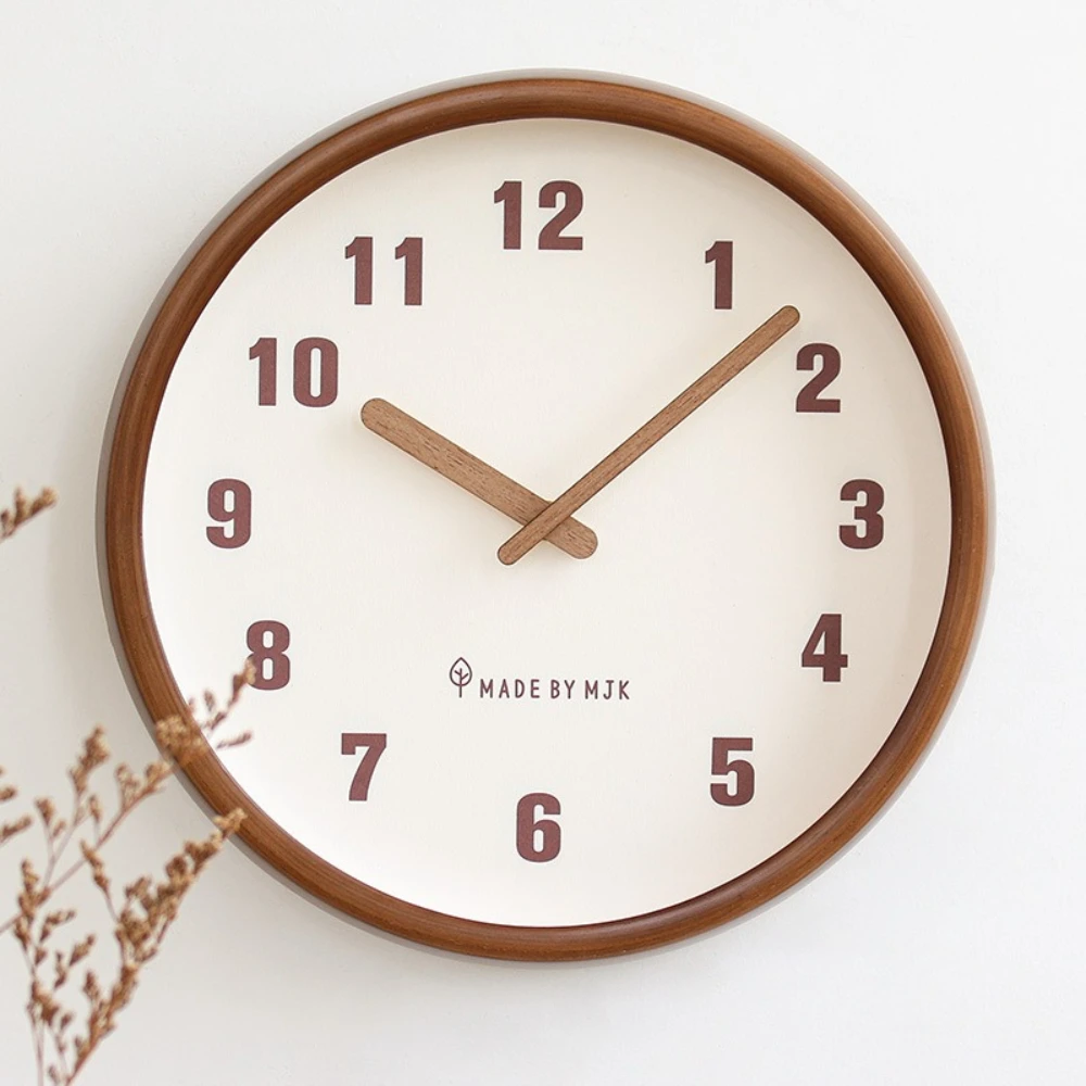 Ins Style Retro Solid Wood Wall Clock Modern Simple Living Room Home Silent Clock Japanese Personalized Fashion Wall Clock