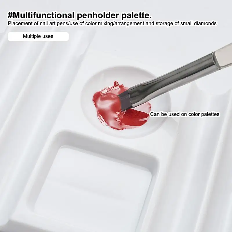 Suporte de plástico multiuso para canetas de arte em unhas, suporte para pincéis com 10 compartimentos e paleta de cores, organiza e exibe ferramentas de manicure
