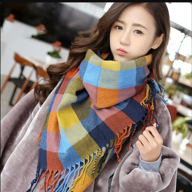 Plaid Winter Female Lattice Imitation Cashmere Scarf Autumn And Winter Thick Fashion Warm Casual Ladies Wild Scarf Shawl