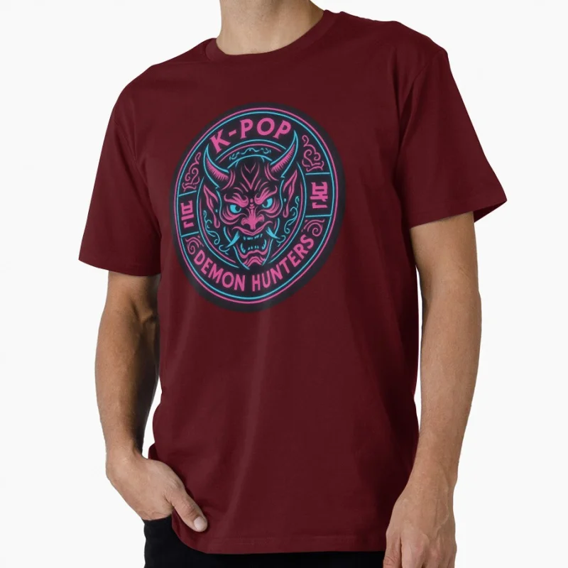 Camiseta de regalo con emblema de guardián de neón Huntrix Kpop Demon Hunters para amantes de los Anime, camisetas de talla grande, ropa Y2k con estampado gráfico de Manga