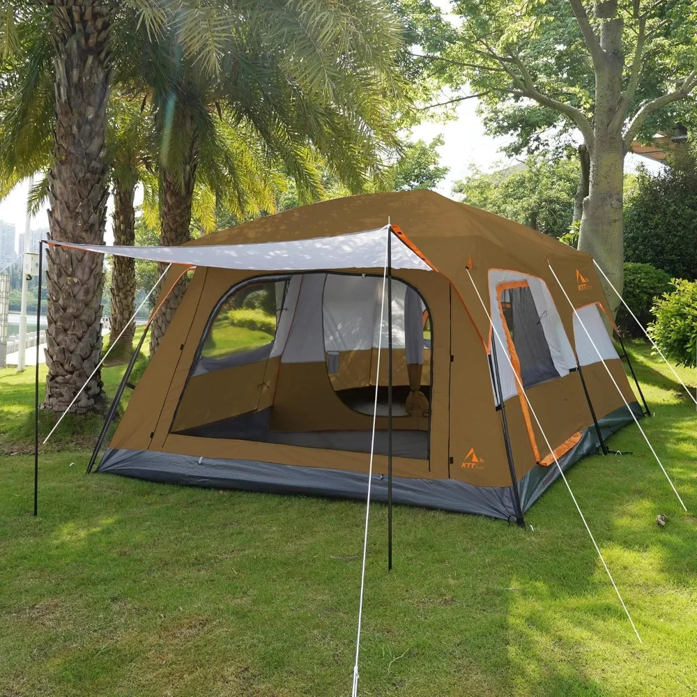 Extra Large Tent 10-12-14 Person(B),Family Cabin Tents,2 Rooms,3 Doors and 3 Windows with Mesh,Double Layer,Family Gathering