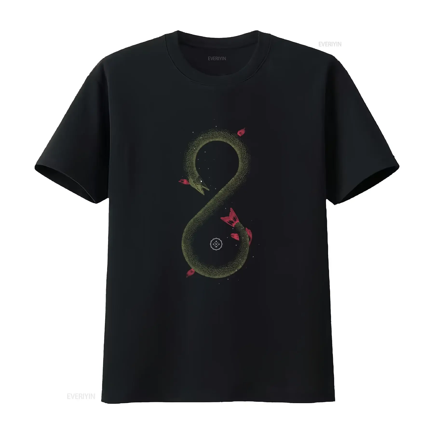 Retro Pixel Art Ouroboros Snake Mystic Occult Print Casual T Shirt vintage Washed Comfortable Soft graphic Stylish Breathable