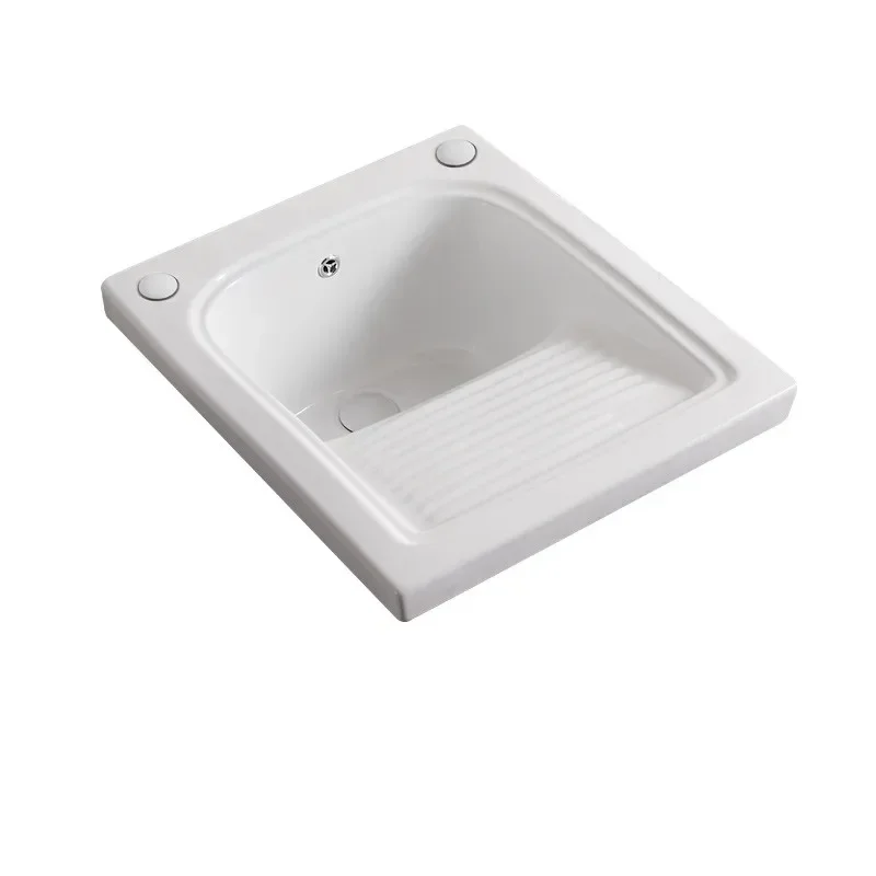 Ceramic with Washboard Laundry Basin Semi-Embedded Balcony Ultra-Deep Sink Large Laundry Pool Table Wash Basin