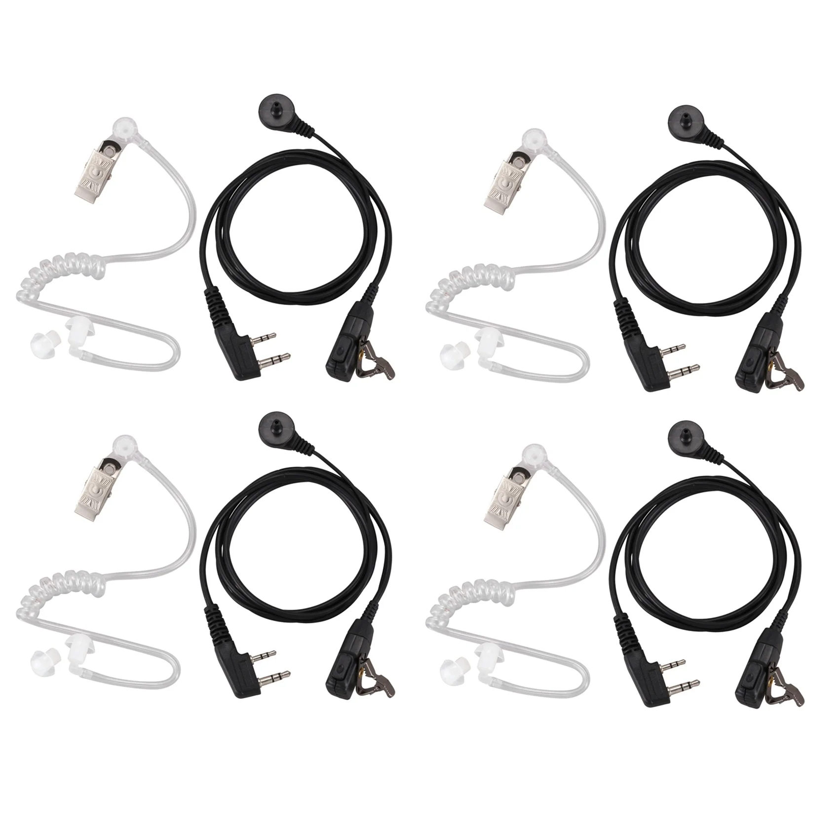ABDE-4X 2 Pin PTT MIC Headset Covert Acoustic Tube In-Ear Earpiece For Kenwood TYT Baofeng UV-5R BF-888S CB Radio Accessories