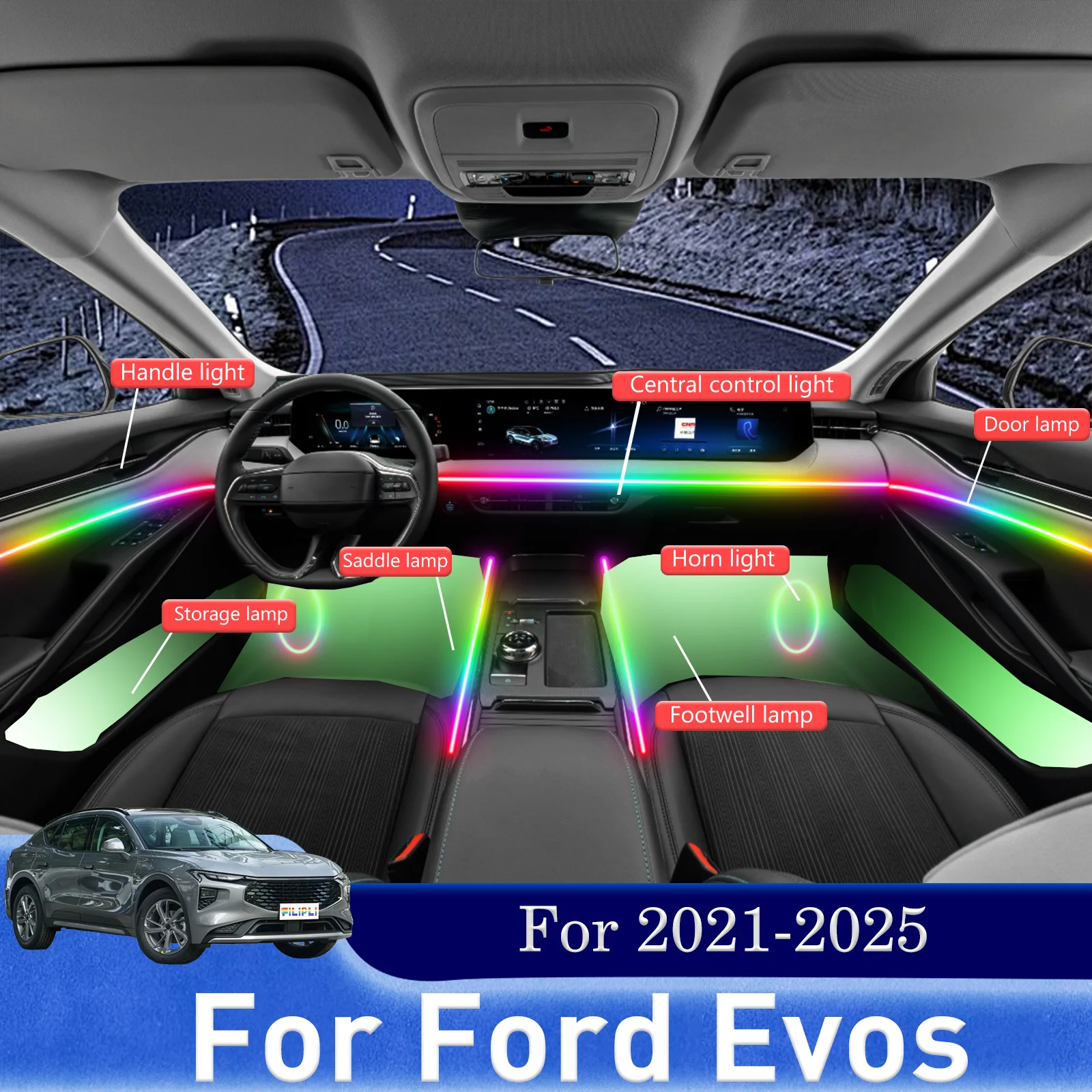 

For Ford EvoS Redefine Your Night Drives with Our Car LED Ribbon Lights Offering Hidden Mount and Music Visualizer Integration