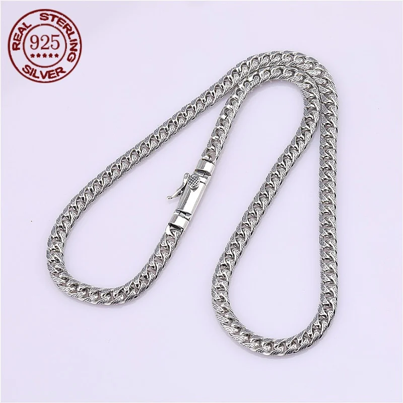 

New Fashion 100% S925 Silver Jewelry Peace Pattern 8MM Vintage Personality Men's and Women's Necklaces Fashion Trend Jewelry