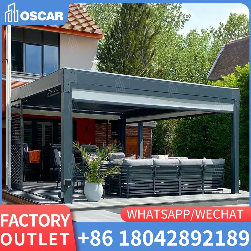 OEM Custom 3x4 Garden Outdoor Bioclimatic Aluminium Pavilion Modern Electric Roof Systems Pergola Canopy Gazebo