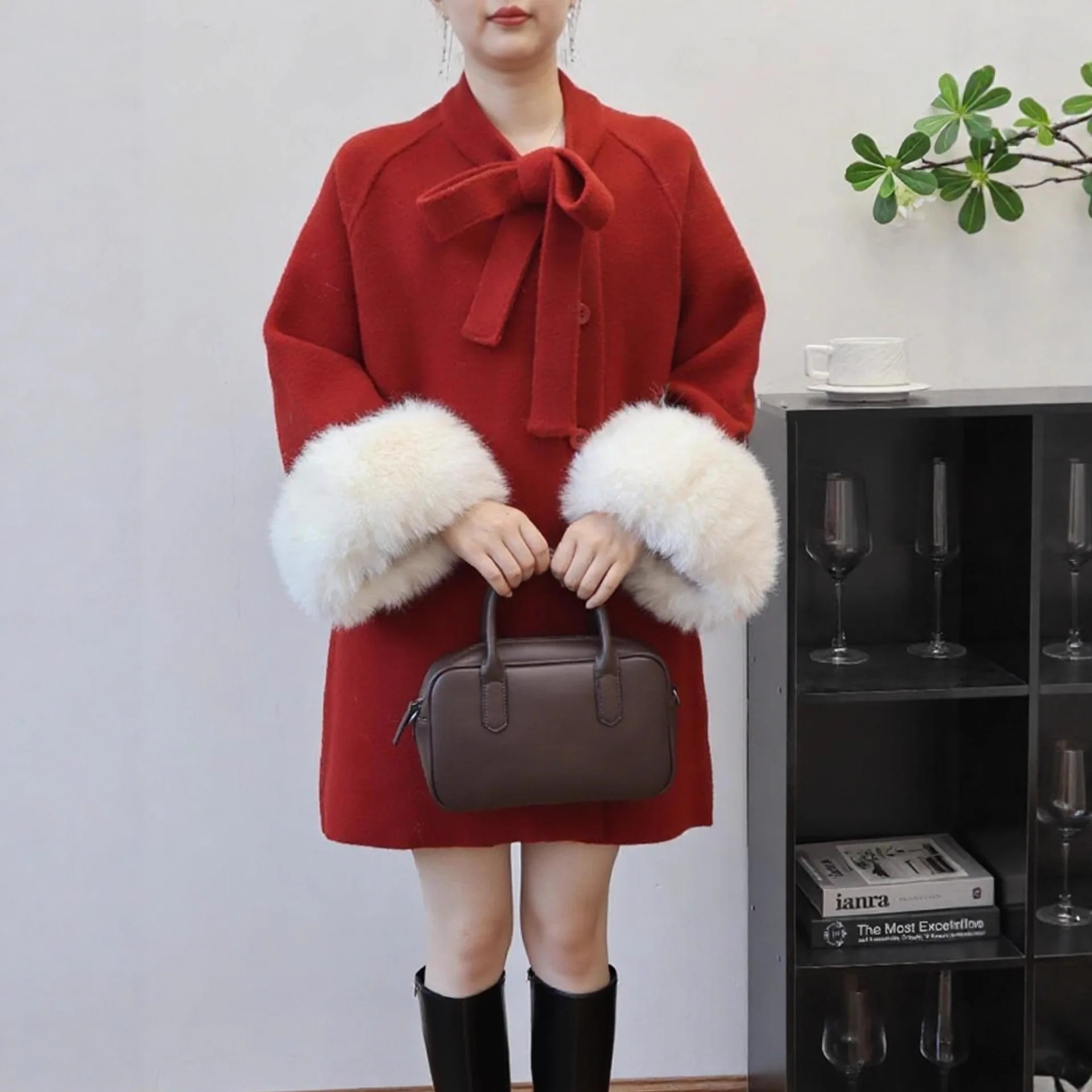 

Women Wool Mid Length Coats Jackets Blends Lace Up Coat Thick Warm Y2k Streetwear Jacket Work Outerwear Autumn Winter 2025