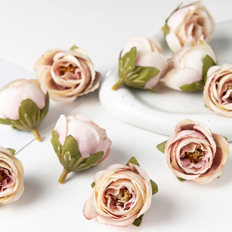 10PC Künstliche Blumen Hochzeit Dekoration Neue Jahr der Home Room Decor Weihnachten Girlande DIY Sammelalbum Candy Box Gefälschte Seide rose – Detail 3