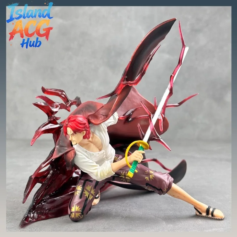 

Anime One Piece Four Emperors Red Haired Shanks Crouching Battle Pose PVC Action Figure Statue Model Desktop Decoration