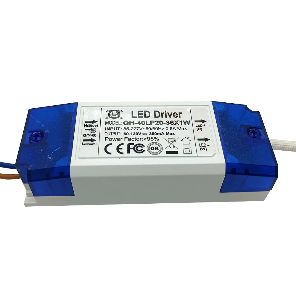 1pcs AC 85-277V 20W 30W 36W LED Driver 20-36x1W 350mA DC60-120V High Power LED Powr Supply for Floodlight