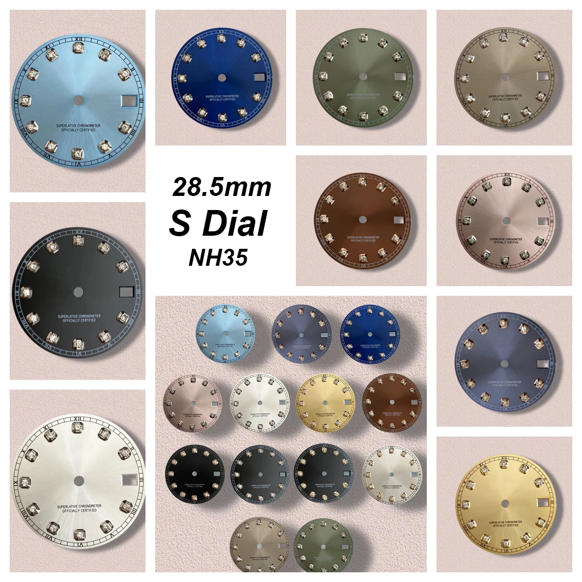 

28.5mm S Logo Diamond NH35 Dial Suitable For NH35/NH36 Movement Watch Modification Accessories High Quality NH35 Accessories ﻿