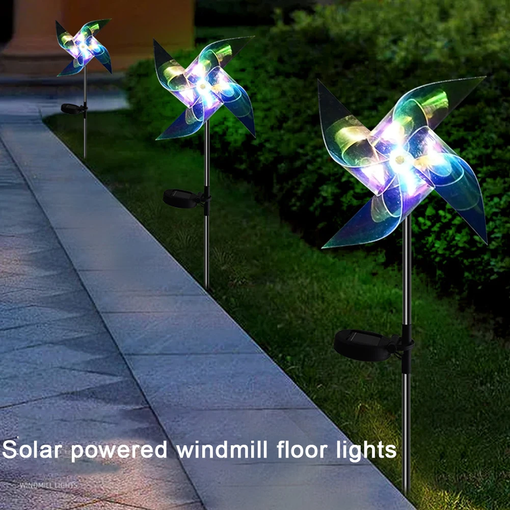 Solar Windmill Lights com Painel Solar, IP65 impermeável, economia de energia, Auto On e Off, pátio ao ar livre Lawn Lamp, 2V120MA, 66cm