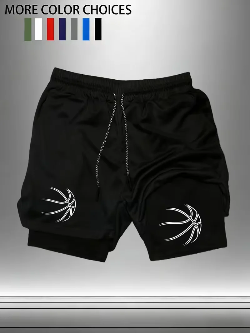 New Men's Running and Sports Shorts Gym Training 2-in-1 Quick drying Multi functional Double layered Promotion Latest Hot Sale