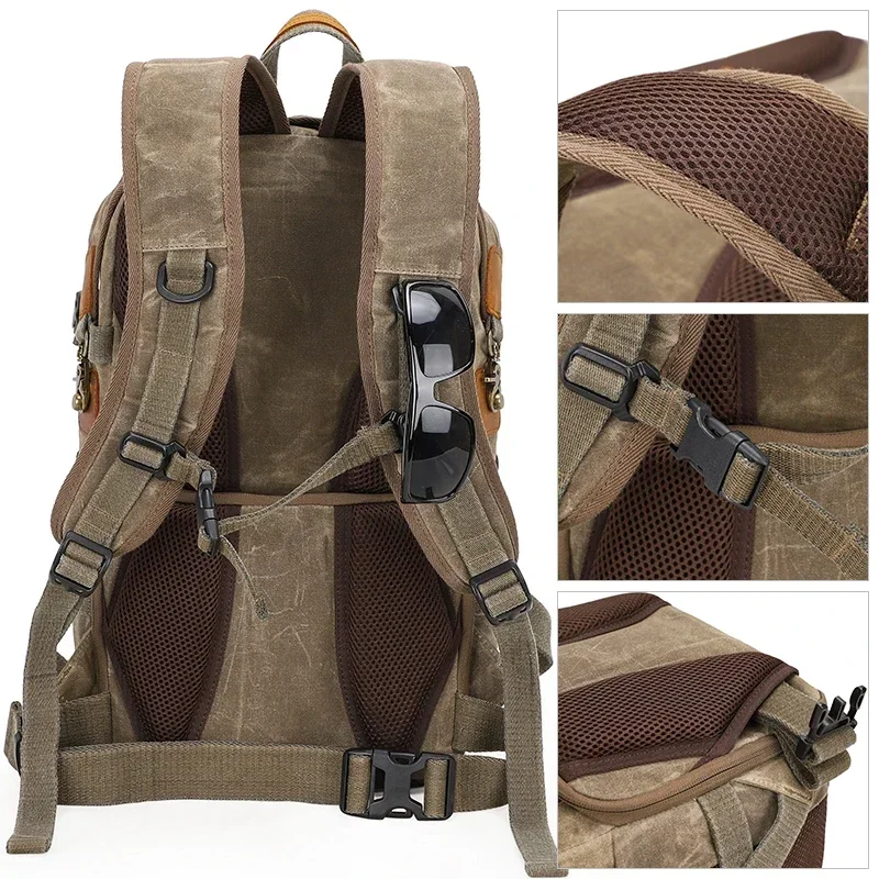 Neueste 2024 Modell Vintage Öl gewachste Leinwand Kamera tasche wasserdichte Mode digitale Ausrüstung dslr slr Rucksack