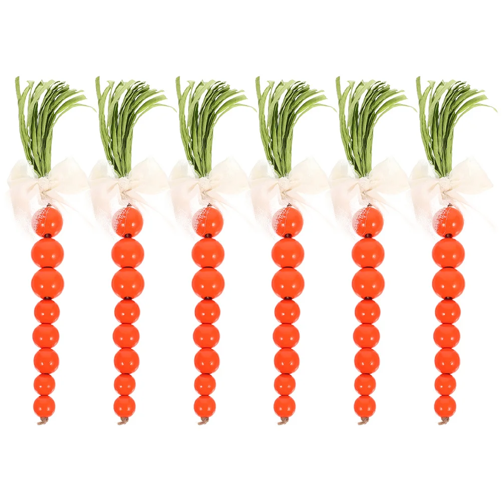 

6Pcs Wooden Carrot Bead Garland Easter Hanging Ornaments Rustic Farmhouse Tray Decoration Party Carrot Bead Easter