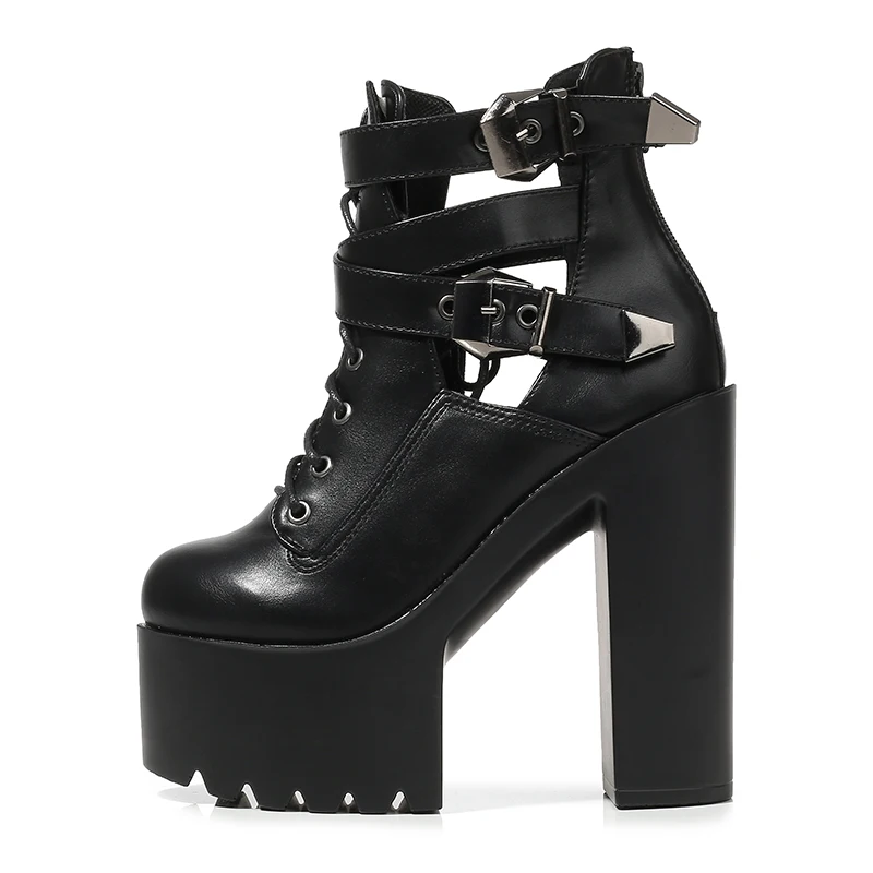 2024 Winter Fashion Pumps Platform Lace-up Buckle Zipper White Black Women\'s High Heel Ankle Boots Party Dancing Shoes