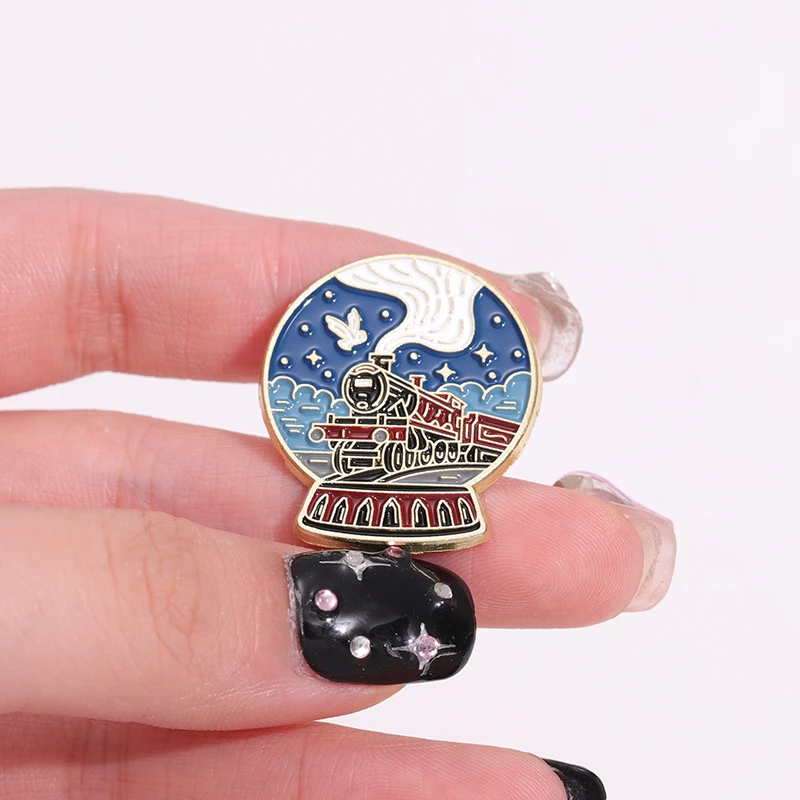Cartoon Magic Crystal Ball Enamel Pins Dream Castle Train Wizard Hat Metal Brooches Lapel Badge Jewelry Gifts For Kids Friends