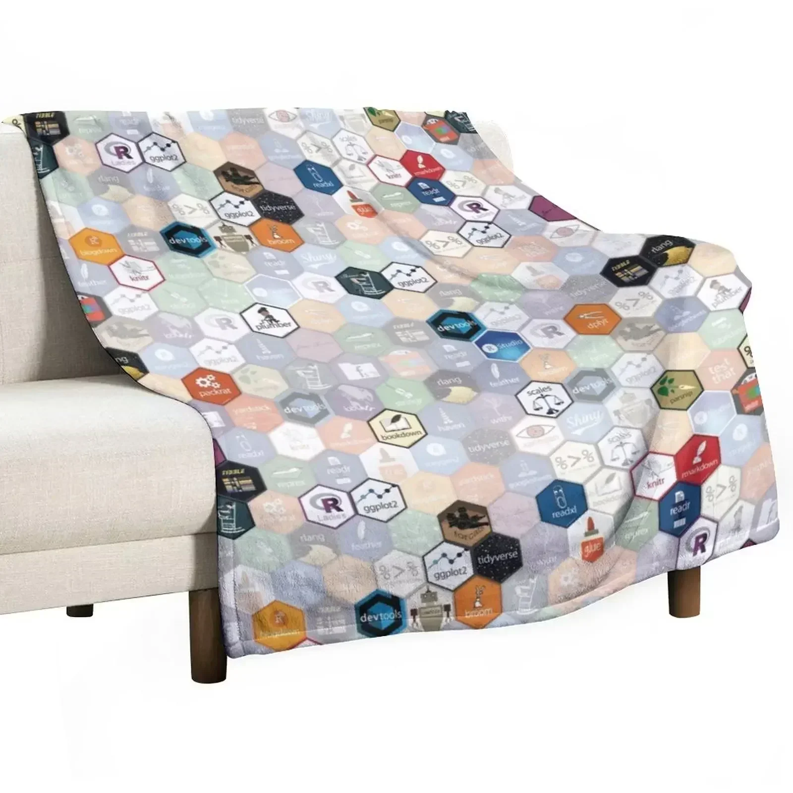 R hex fabric (small hexes) Throw Blanket Moving Travel Vintage Picnic Softest Decorative Sofa Blankets