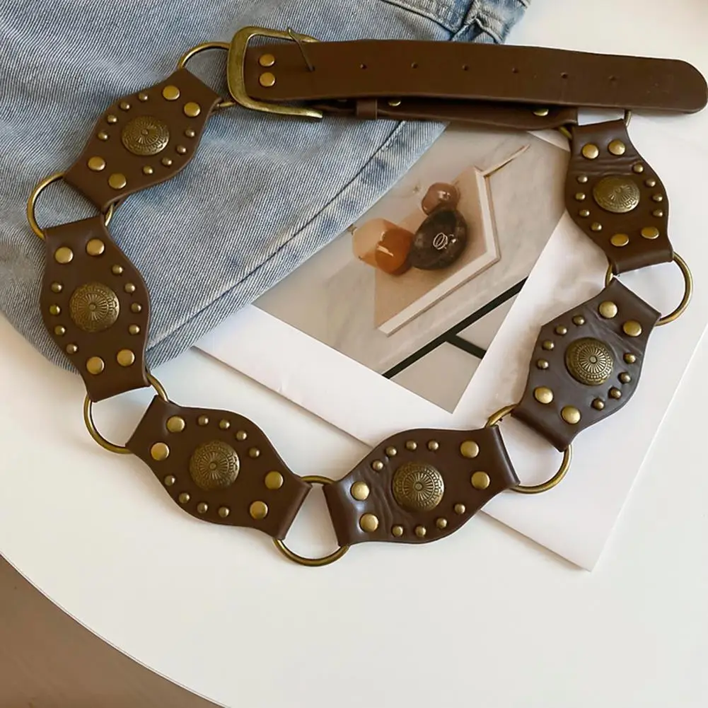 تقليد حزام جلد المرأة خمر حزام الموضة بوهيميا نمط الرجعية المرأة سبيكة الخصر حزام على شكل سلسلة لفساتين بلايز للقمصان #1