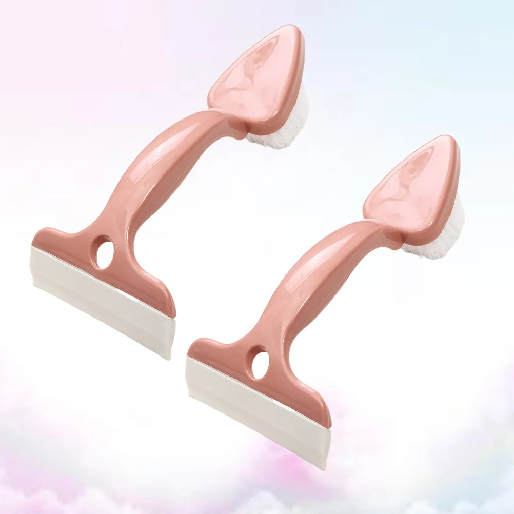 2Pcs Premium Eco-Friendly Cleaning Brush with Hanging Hole for Toilet Bathroom Tile Floor Glass Scraper Double-Headed Cleaning
