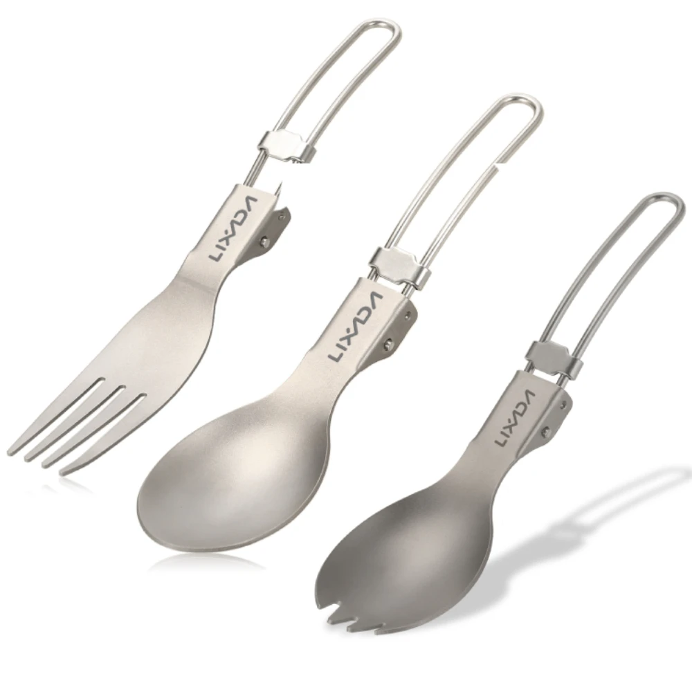 

Lixada Титановая складная вилка Сверхлегкая уличная портативная вилка для ужина и фруктов Столовая посуда для кемпинга, альпинизма