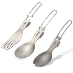 Lixada Titanium Folding Fork Ultralight Outdoor Portable Dinner Fruit Fork Flatware Tableware for Camping Backpacking