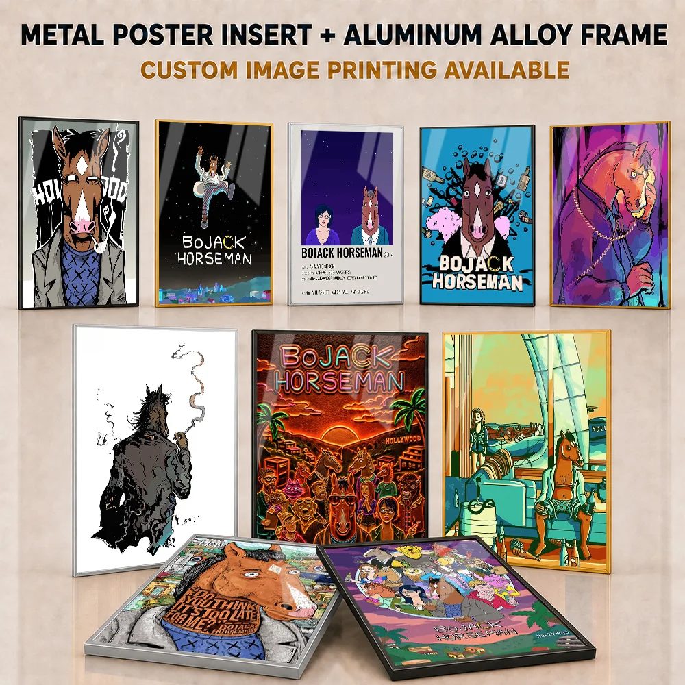 Bojack Horseman Metal Poster With Aluminum Alloy Frame Personalized Modern Cartoon Portrait Wall Art For Bedroom Series Fan Gift