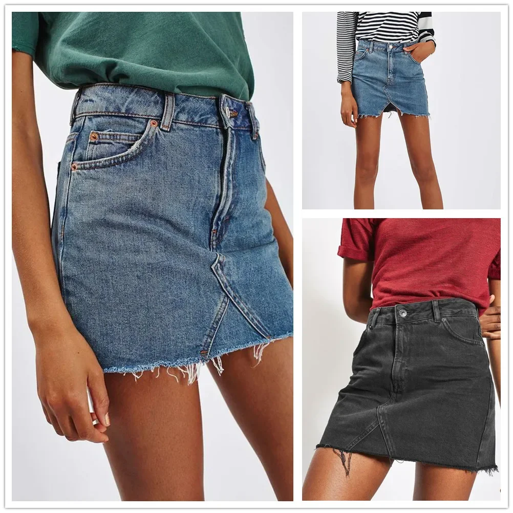 

2024 Summer New Black and Blue Women Denim Skirt Fashion Sexy Jeans Mini Skirt Street Casual A-Line Skirt S-2XL High Quality