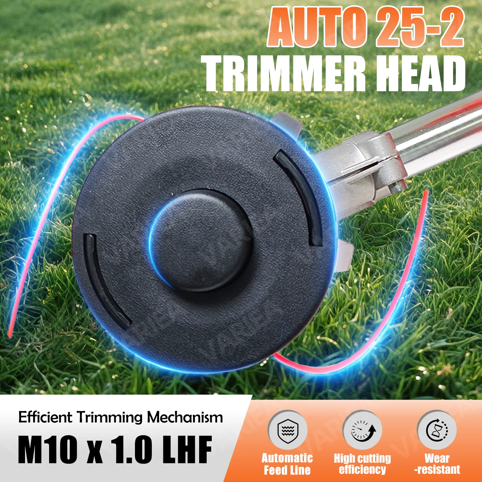 VARIEA-25-2 Trmmer Head High Cutting Efficiency and Durable, Suitable for Lawn Mowing, M10 X 1.0 Thread Gardening Maintenance