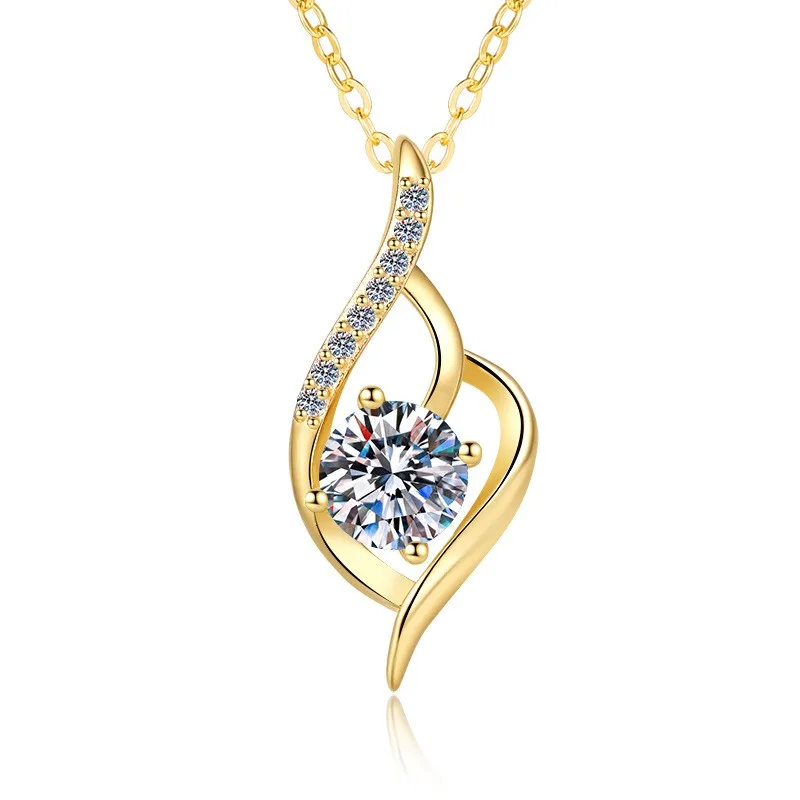 

HK0029 Lefei Fashion Trend Fine Luxury Classic Blue White Moissanite Love Heart Necklace For Women Real 925 Silver Party Jewelry