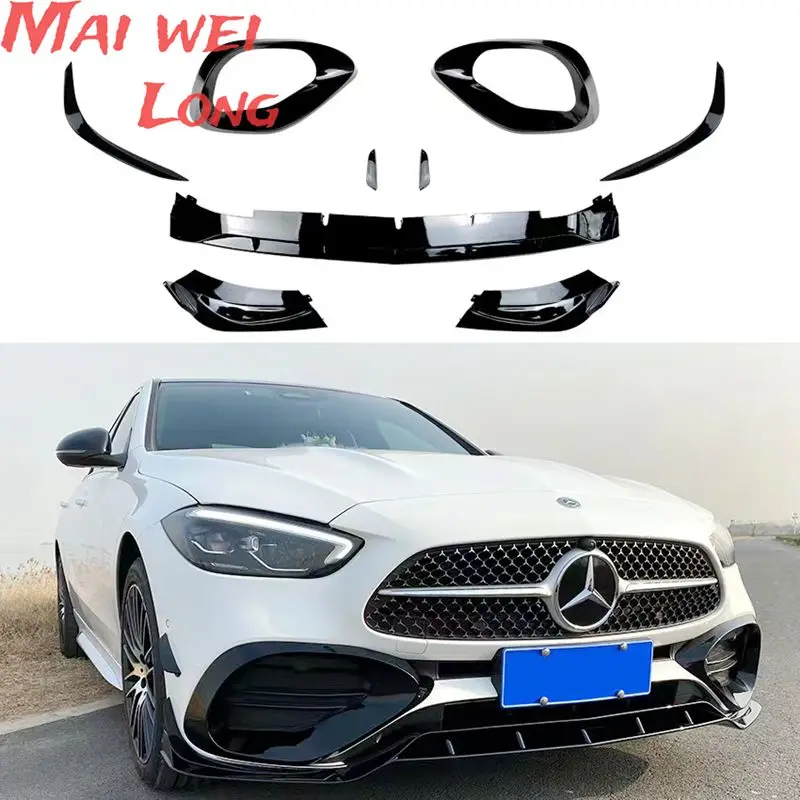 Front Bumper Lip Chin Trim Guard Splitter Decoration Tuning Accessories Body Kit For New Mercedes Benz C Class W206 2021 2022