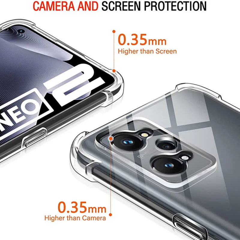 Soft Clear TPU Cover for OPPO Realme GT NEO 2 2T 3 Q3 Q3S X2 Pro 4G 5G Case for Realme GT Master Edition Narzo 50A C3 C35 Coque
